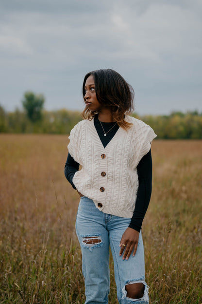 WEDNESDAY CHUNKY CABLE SWEATER VEST