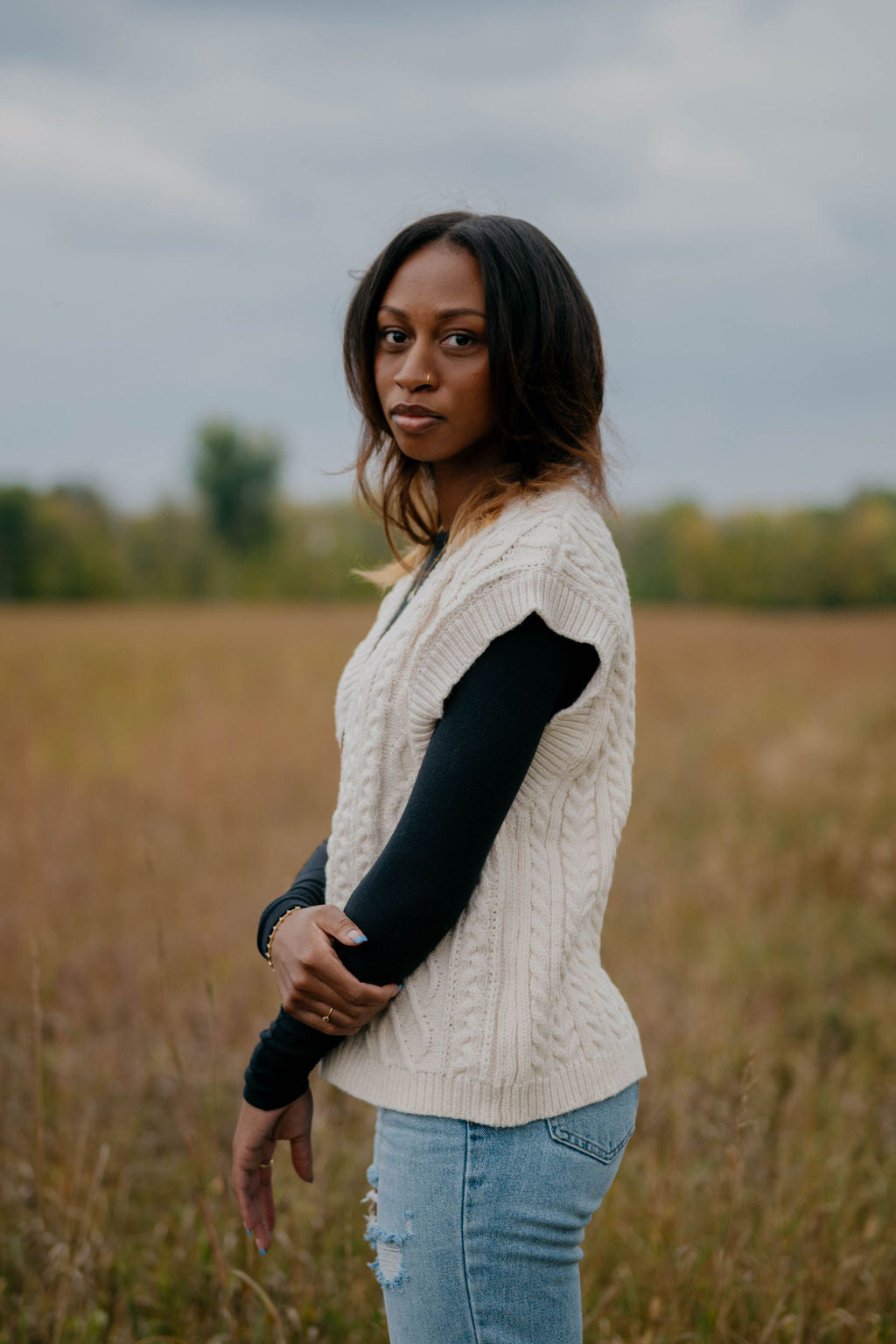 WEDNESDAY CHUNKY CABLE SWEATER VEST